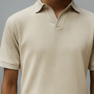 Beige Niddle Textured Polo shirt