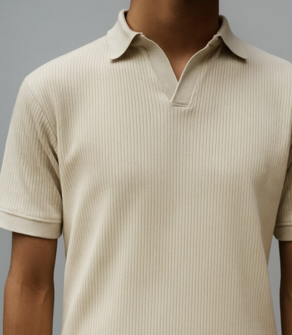 Beige Niddle Textured Polo shirt
