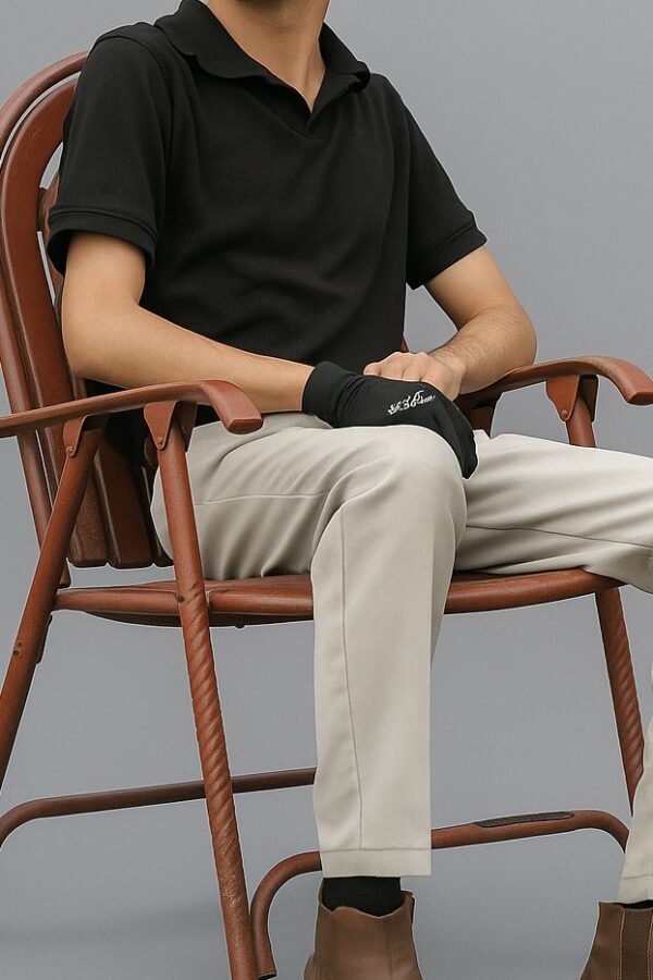 Black Niddle Textured Polo shirt - Image 3