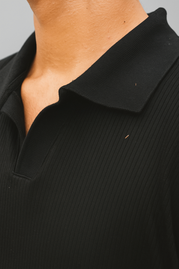 Black Niddle Textured Polo shirt